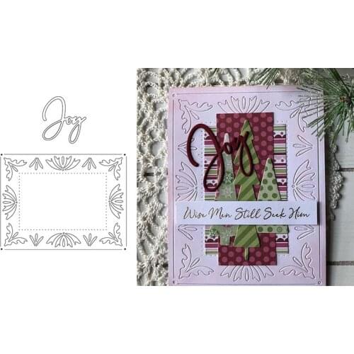 Joy Frame Background Metal Cutting Dies for DIY Scrapbooking Paper Cards Crafts Making 2021 New Punch Stencils Dies