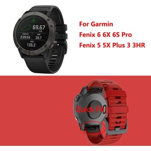 26 22MM Quick Release Easy Fit Silicone Watchband Strap for Garmin Fenix 6X 6S 6 5X 5 5X Plus 3 3HR S60 Forerunner 945 Wristband