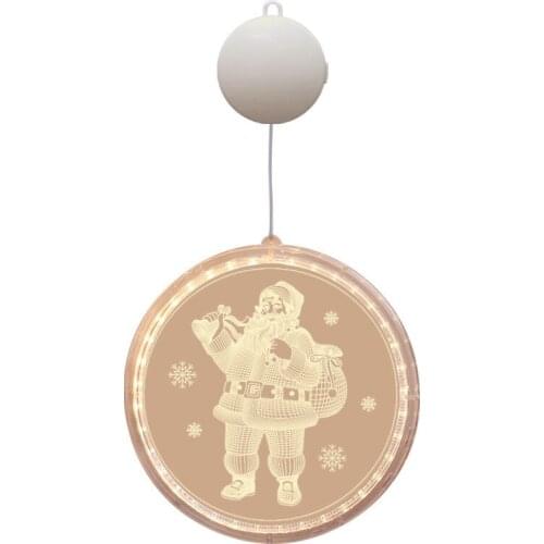 Xmas String Suction Cup Lamp Christmas Holiday Lights Store Decor Pendant Window Decoration Lamp Scene Layout 3D Night Light