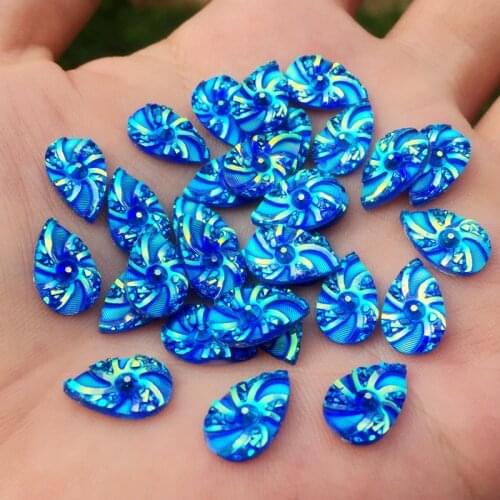 DIY 100PCS 8*13mm AB drop resin Rhinestone applique flatback Scrapbooking for wedding decoration HY801