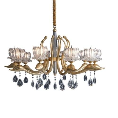 Nordic light luxury crystal chandelier living room lighting creative personality American restaurant lamp villa chandelier