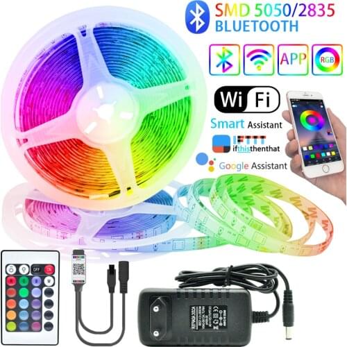LED Strips Light Bluetooth RGB 5050/2835 Flexible Tape Luces Led Tape Diode 12V 5M-20M Decorative Backlight TV Computer Bedroom