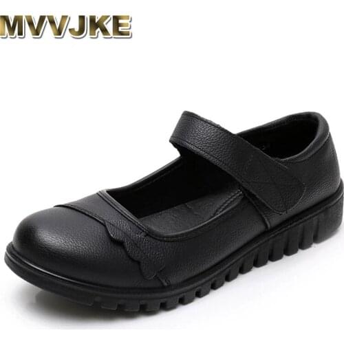 MVVJKE Soft Bottom Women Flats Genuine Leather Mother Shoes Comfort Oxford Shoes For Women Shoes Women Loafers Plus Size 41