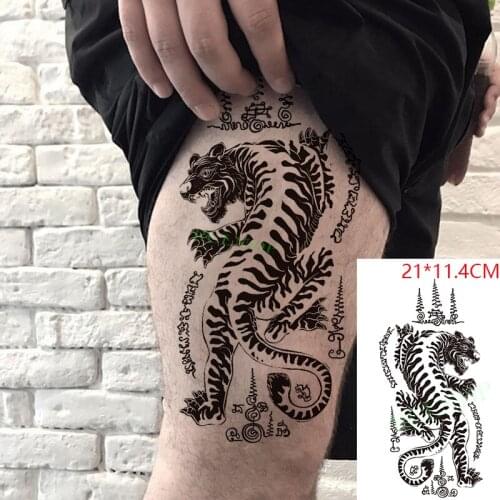 Waterproof Temporary Tattoo Stickers Tiger Big Animal Hanna Totem Fake Tatto Flash Tatoo Body Art for Women Men