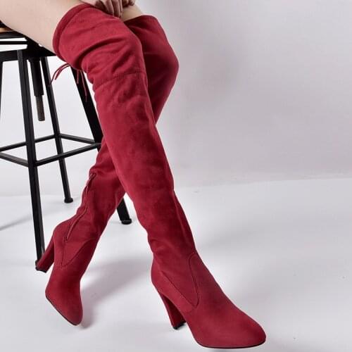 DUDELI Size 34-43 2021 New Shoes Women Boots Black Over the Knee Boots Sexy Female Autumn Winter lady Thigh High Boots