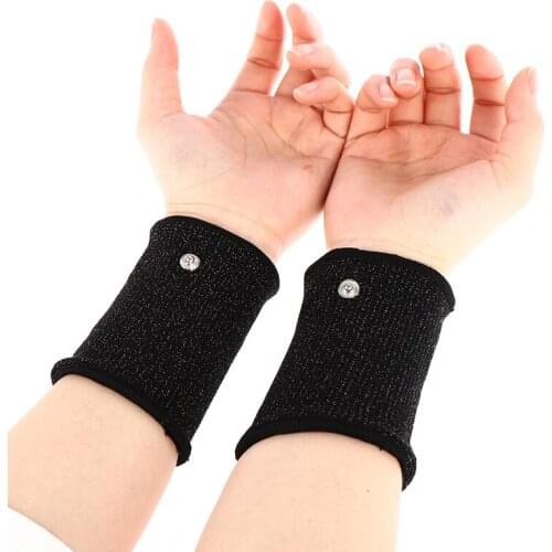 1Pair Conductive Black Fiber Electrode Treatment Bracers Acupressure Device Pad