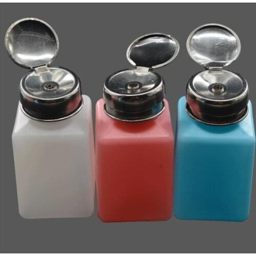1pcs 200ML Portable Press Empty Refillable Bottle Liquid Alcohol Pump UV Gel Nail Polish Cleaner Acetone Water Remover Dispenser