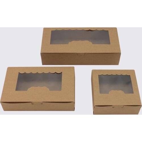 10pcs/lot White / Brown Baking Food Packing Boxes Party Favor Kraft Cookies Biscuit Storage Paper Boxes Chocolate Candy Gift Box