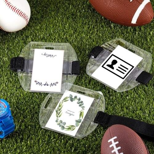 11X11cm New Fashion Elastic Transparent Arm Band ID Badge Holder Photo Armband Credit Card Case Adjustable Strap Card Holder