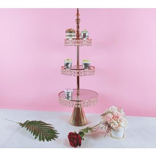 3 tiers Gold Silver Metal Cake Stand Round Wedding Birthday Party Dessert Cupcake Pedestal Display Plate Home Decor
