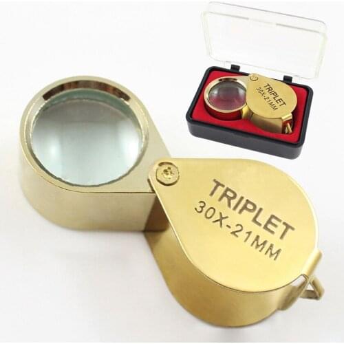 30X Pocket Jeweler Loupe Magnifier with Exquisite Box Portable Magnifying Glass for Jewelry, Coins, Stamps, Antiques- Gold