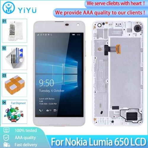 5.0“ IPS For Nokia Lumia 650 LCD Display Touch Screen Digitizer Assembly With Frame Module For Lumia 650 LCD With Frame