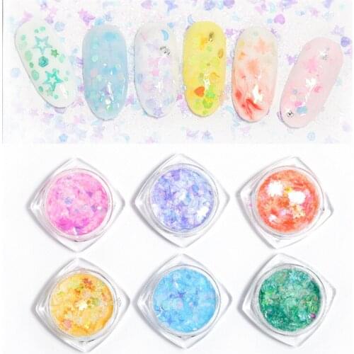 6 Colors New Gel Maple Leaf Heart-shaped Star Butterfly Sequin Nail Stick Nail Art Gel TSLM2