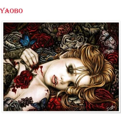 DIY Diamond Embroidery Vampire woman rose Diamond Painting Cross Stitch full square drill Diamond Mosaic Halloween Decoration