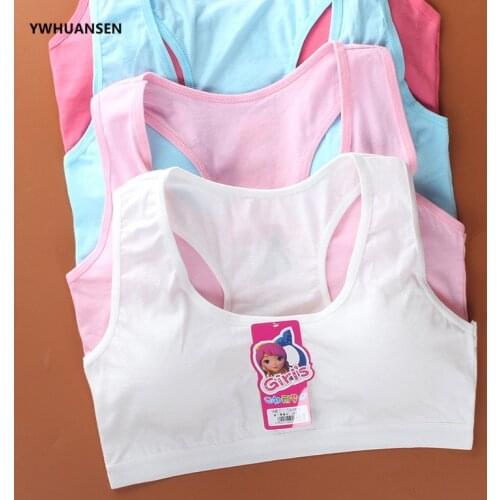 YWHUANSEN Free Shipping Cotton Kids Bra Camisoles Sports Bra Tops For Teens Training Bra 8-16 Years Adolescente Lingerie Summer