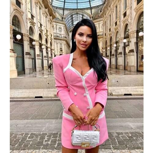 Free shipping High quality black and pink stylish slim blazer