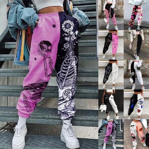 Pants Women Fashion High Waist Wide Leg Sweatpants Autumn Streetwear Casual Elastic Patchwork Joggers Woman Soft Trousers