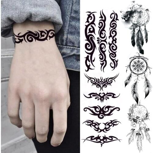 Black Thorns Fashion Temporary Tattoos For Men Women Dreamcatcher Realistic Fake Tattoo Waterproof Body Art Tatoos Decal Wrist