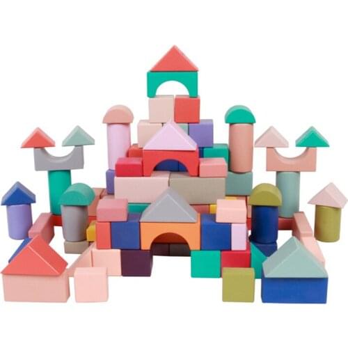 Baby Large Particle Wooden Beech Building Blocks Wood Baby Boys and Girls Kindergarten Enlightenment Assembled Educational Toys