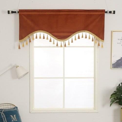 European Style Valance Dutch Velvet Curtains for Living Room Bedroom Plain Stitching Short Valance Curtain Decoration Custom