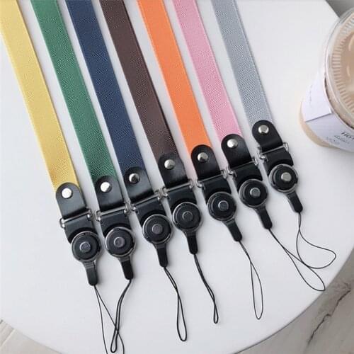 Imixlot Simple Fashion Solid Color 2 in 1 Detachable Mobile Phone Strap Neck Lanyard ID Card Keys Hang Rope Lariat Lanyard
