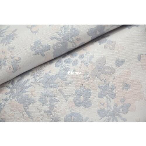 Exquisite Japanese Style, Gray Blue And Light Orange Pink Small Cherry Blossom Jacquard Fabric Dress Cheongsam Fabric