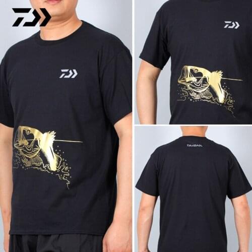 Summer Daiwa Cotton Fishing Clothing Men Tshirt Sports Running Quick Dry Cycling Golf Fishing T-shirt Short Sleeve Fishing Tee