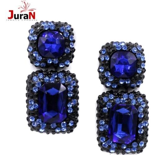JURAN Women Fashion Square Crystal Earrings OL Style 6 Colors Earrings Women Charm Accessory Fashion Jewelry Wholesale F1309