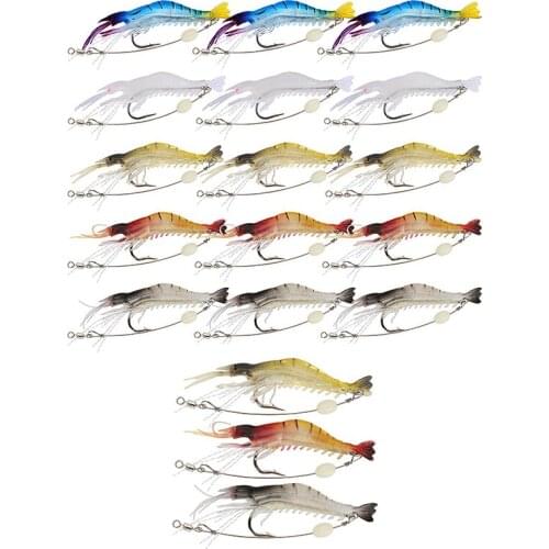 Soft Plastic Lures Artificial Bait Luminous Shrimp Fishing Lure Mixed Color Spinner Crank-Bait Fishing Lure With Hook Fishing Ta