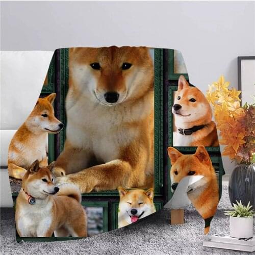 Shiba Inu Dog Flannel Blankets Gift for Girl Boys 3D Print Adults Quilts Home Decor Fashion Animal Blanket Drop Shipping