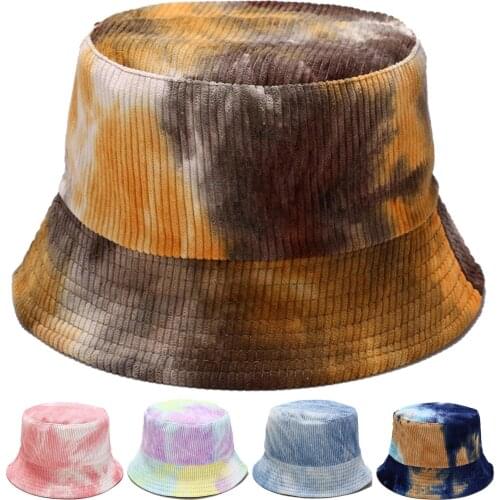 Summer Harajuku Bucket Hat Tie-Dye Winter Outdoor Double-sided Sunscreen Bucket Hat Women Fisherman Cap Bucket Cap For Men Women