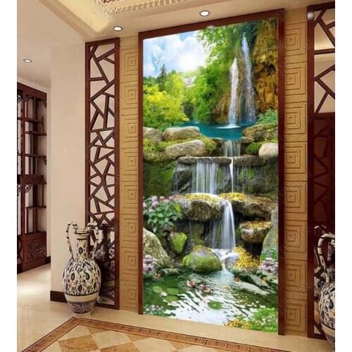 Custom photo vertical aisle landscape waterfall background wall painting 3D large mural wallpaper papel de parede