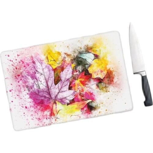 Glass Cutting Board Colorful Autumn Patterned Glass Cutting Board Antibakteril Design