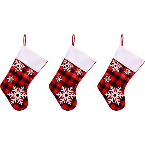 Christmas Stockings - Perfectly Plaid Rustic Stocking - Snowflake Design - Holiday Party Decor - 9 X 18 Inch