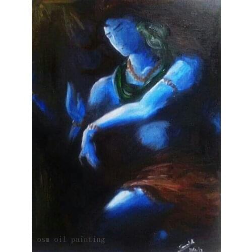 Handpainted Modern Portrait Art Calligraphy Hang Canvas Pictures Handmade Abstract Strong Man Indian Hindu Deity Oil Painting