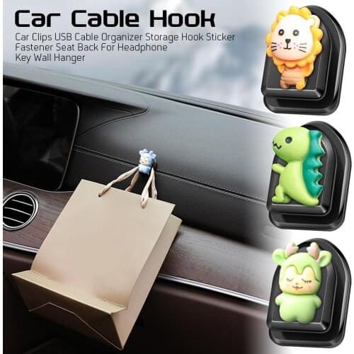 Cute Car Hooks Organizer Storage Self Adhesive Holder for USB Cable Headphone Keychain Trunk Bag Invisible Hanger Fastener Clip