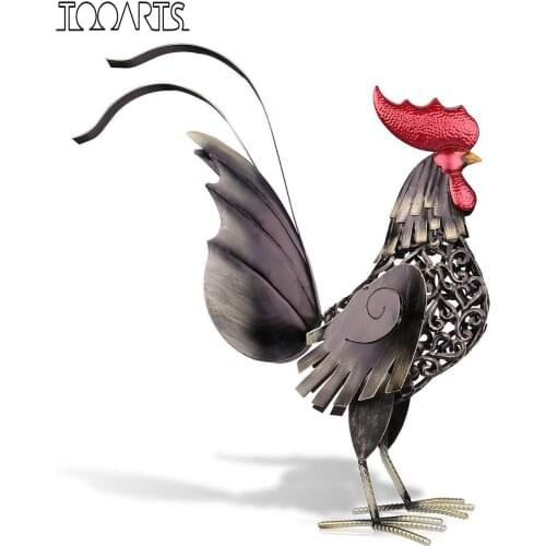 Tooarts Black Iron Rooster Figurine Metal Figurine Southeast Asia Art Craft Gift For Home Office