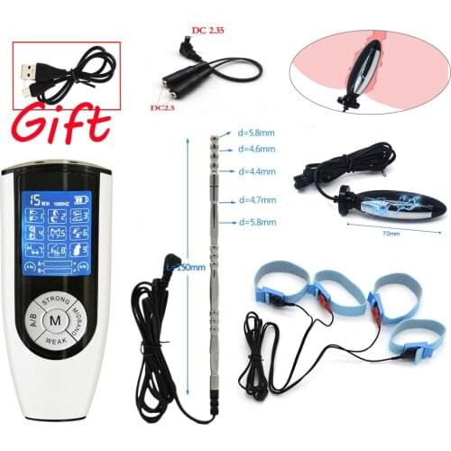 USB Charging Host,Electric Shock Anal Butt Plug Urethra Catheter Sounds,Electro Stimulate Penis Ring,SM Sex Toy,Male Masturbator