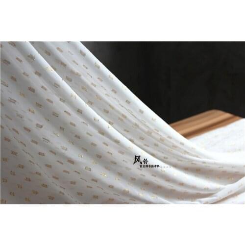 High-grade perspective gold line point chiffon mesh embroidery fabric lace dress dress designer fashion fabric