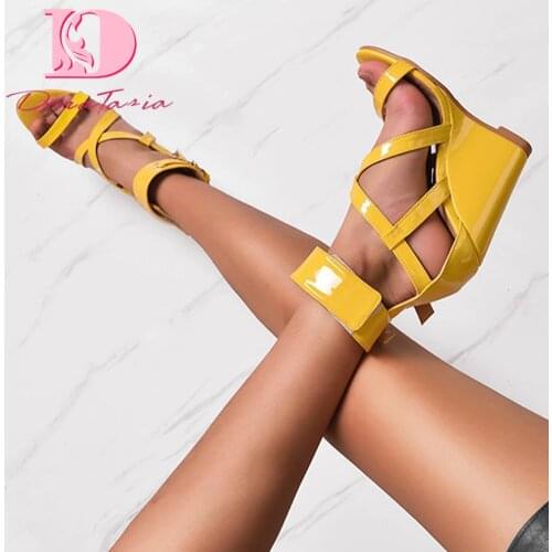 Doratasia 2020 wedges high heels on sale big size 47 summer gladiator top quality women shoes sandals