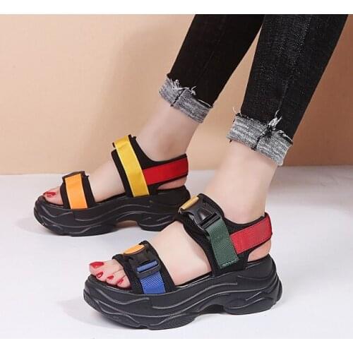 2019New Sexy Open-toed Women Sport Sandals Wedge Hollow Out Women Sandals Outdoor Cool Platform Shoes Women Beach Summer Shoes