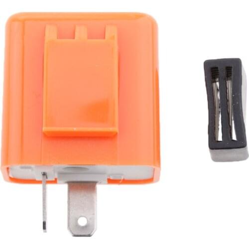 1 Set DC 12V Motorcycle 2-Pin Adjustable LED Indicator Electronic Flasher Relay Orange For Yamaha Honda Kawasaki Suzuki Etc