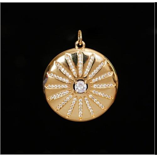 1 Piece 2020 Luxury Golden White Zirconium Flower Round Bead Pendant Necklace Handmade DIY Bracelet Parts Jewelry Gift Beads