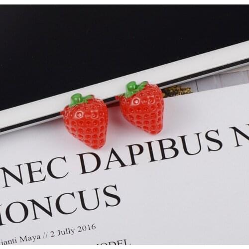 10pcs/lot 15X18mm Kawaii Resin Strawberry Fruit Flatback For Scrapbooking Craft Making Mobile Case DIY Decorative Favor