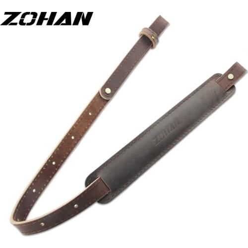 ZOHAN 2 Point Leather Rifle Sling Adjustable Shoulder Padding Shotgun Shooting Tactical Strap Hunting Gun Accessory