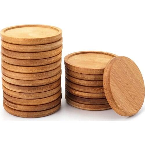 20 Packs of Bamboo Plant Saucers-3.34 Inch Round Plant Succulent Flower Pot Tray for Plant Flower Pots to Hold and Drain