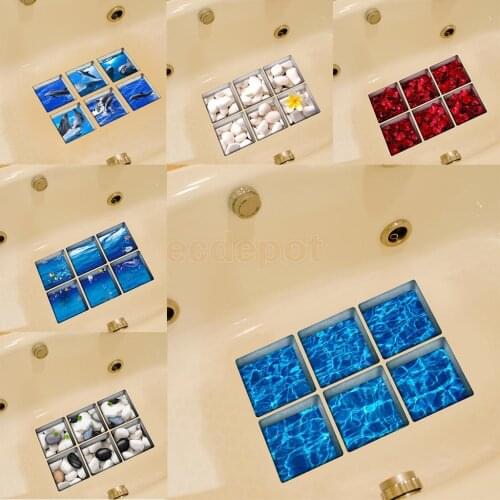 3D Self-adhesive Bathtub Non Slip Appliques Stickers Decals Tub Tattoos PVC Murals