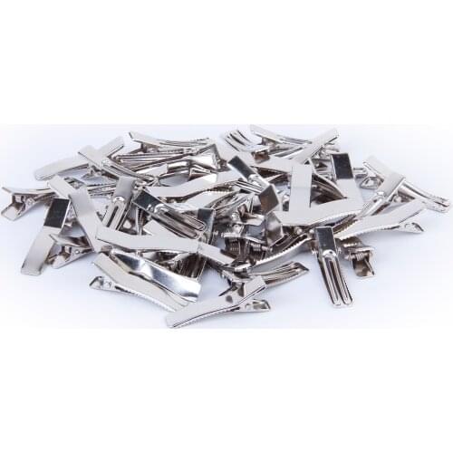 50pcs Double Prong Metal Alligator Hair Pinch Clips DIY Hair Bow 35mm