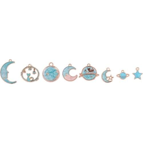 8PCS Multicolor DIY Women Stars Moon Pendant Colorful Alloy Oil Dripping Bracelet Accessories Home Diy Tools Accessories Gifts