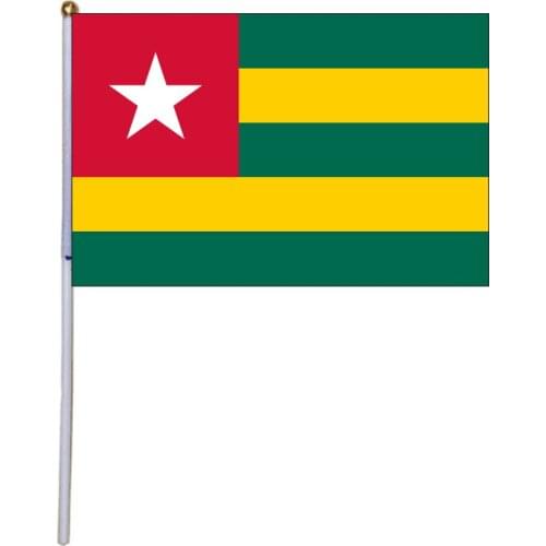 Free shipping xvggdg 100pcs 14 * 21cm Togo hand flag Promotion Wholesale Small Togo Hand Waving National Flag